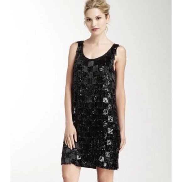 Erin Featherston Silk Beaded Dress Cocktail Scoop Fringed - Picture 1 of 13